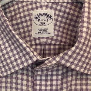 Brooks Brothers Casual Purple Checkered 15 1/2 2/3